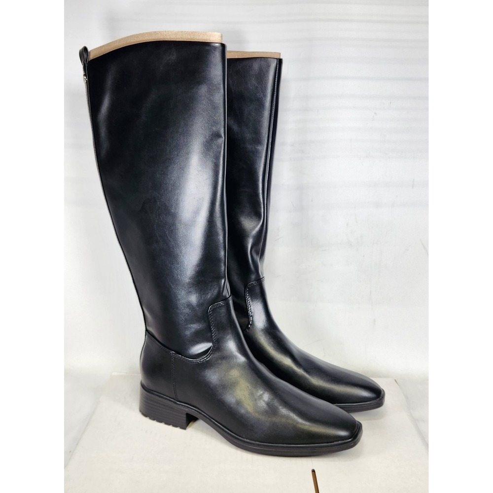 Nine West Barile8 Riding Boots Women Size 11 Black Tall Side Zip Square Toe